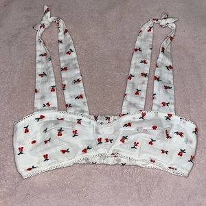 Free People white cherry embroidery bra, xs cup a